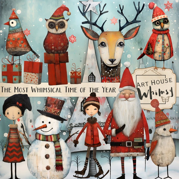 The Most Whimsical Time of the Year-Christmas Whimsy Kit, Card Making,  Junk journal, Commercial Use, Digital Download