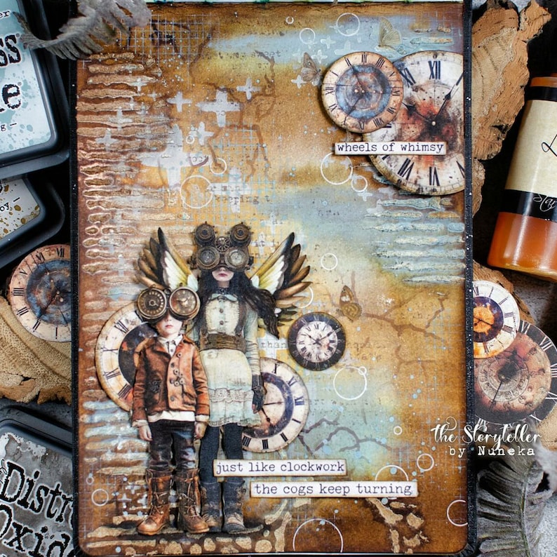 Gear Head Gang, 50 Grungy Steampunk Jpeg Images 3 Sizes & Bonus Word Tags and Papers, CU, Card Making, Junk Journals, Digital Art image 8