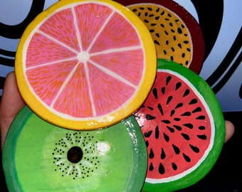 sous-verres de fruits en argile