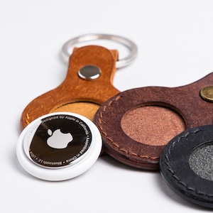 Handmade Leather AirTag keychain - AirTag holder - AirTag Case