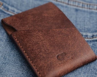 Handmade Leather Card Holder - Slim Wallet
