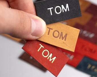 Personalized Italian Leather Tag: Handmade Stitch-On Label