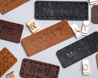 Personalised leather tag, Personalized Leather label, Custom leather label, Custom leather name tag, for hats, for knitting, for crochet