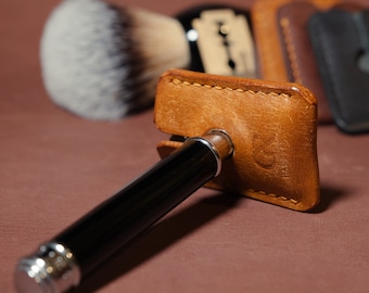 Handcrafted Leather Razor Case: Italian Full Grain Protector
