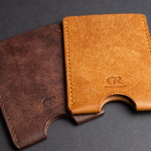 Leather card holder - Single pocket - Handmade