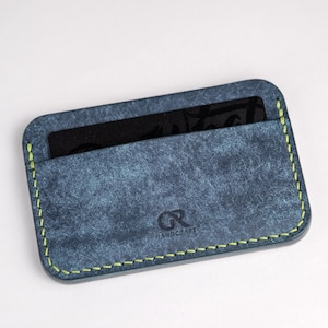 Minimalist leather wallet card holder, Personalised Compact leather wallet, Leather Wallet for men, Perfect gift for him - no1