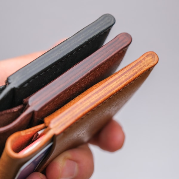 Minimalist Leather Wallet Card Holder, Handmade Wallet, Slim Minimal Small Leather Wallet, Men's wallet