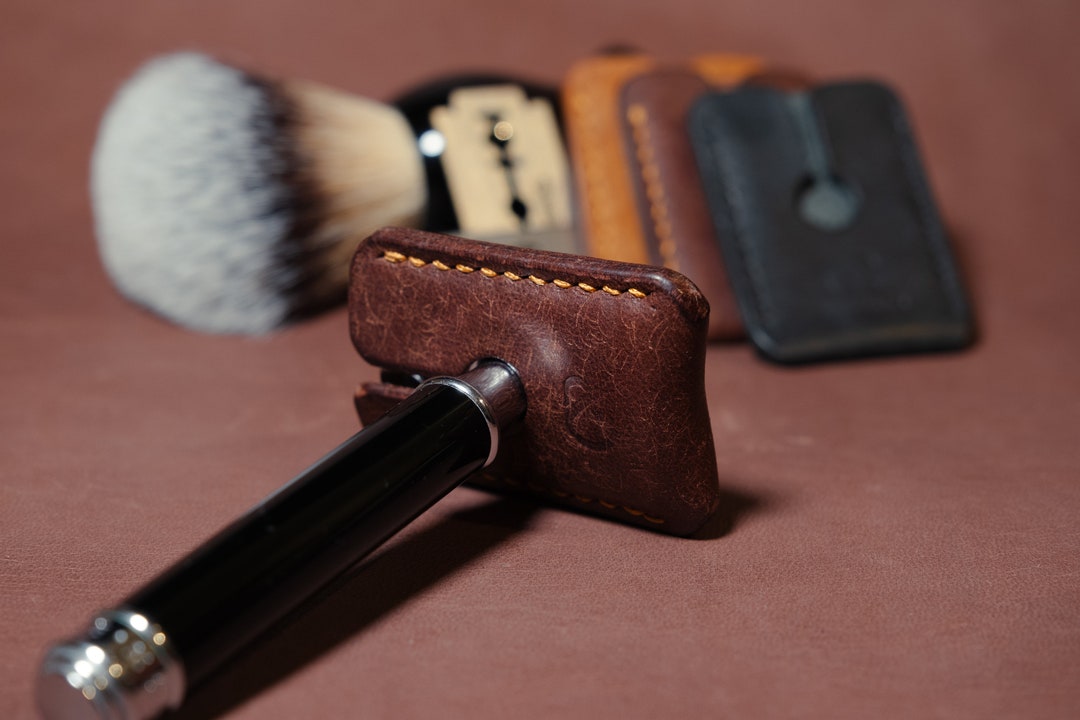Handcrafted Leather Safety Razor Cover Case Pouch Elegant Etsy