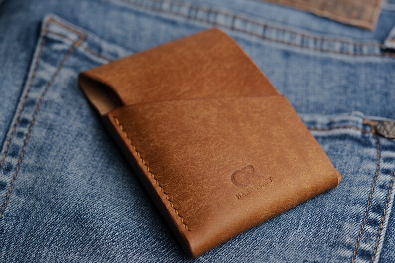 Minimalist Leather Wallet Card Holder, Handmade Wallet, Slim Minimal Small Leather Wallet, Men's