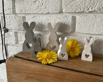 Easter bunny | set of 2 | concrete | ornament | stone  | natural  | cute | decoration | Gift | gift for her | grey rabbits | eggs |