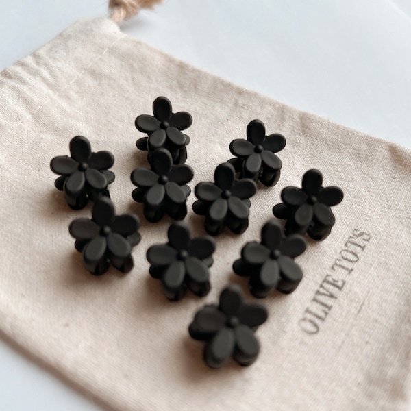 Black flower matte mini hair clip baby kids boy girl hair accessories