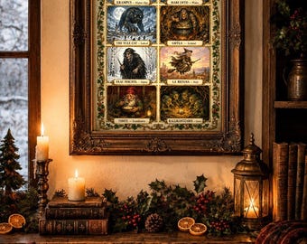 Weihnachtsmonster Field Guide Printable | Krampus Yule Katze Gryla Folklore Wandkunst | Dark Gothic Weihnachten Poster Sofort Download