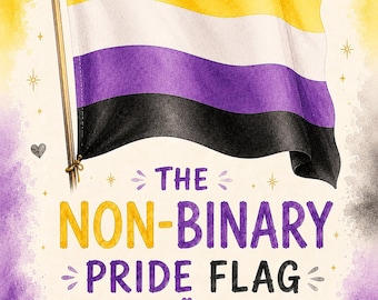 Non-Binary Pride Flagge Druck | Enby Flagge Wand Kunst mit Bedeutung | Druckbare LGBTQ+ Digital Download | Non-Binary Pride Dekor