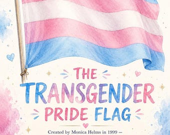 Transgender Pride Flagge Druck | Trans Flagge Wandkunst mit Bedeutung | Druckbare LGBTQ+ Digital Download | Trans Pride Dekor