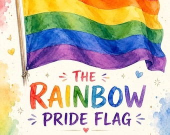 Regenbogen Pride Flagge Druck | LGBTQ+ Pride Wandkunst mit Bedeutung | Druckbare Digitaler Download | Pride Month Dekor