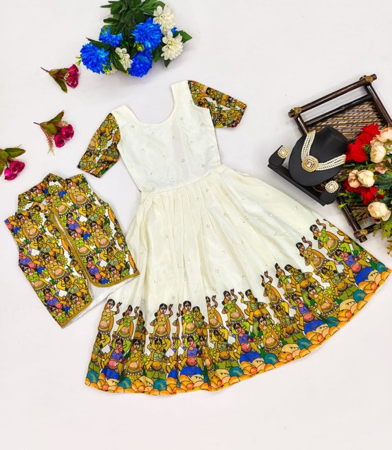 Kids kalamkari pattu lehangablouse | Dresses kids girl, Kids dress  patterns, Kids blouse designs