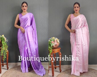 Premium Silk Ready to wear saree with blouse for womens, Wedding Party Wear Saree, indian saree for usa,One minute saree