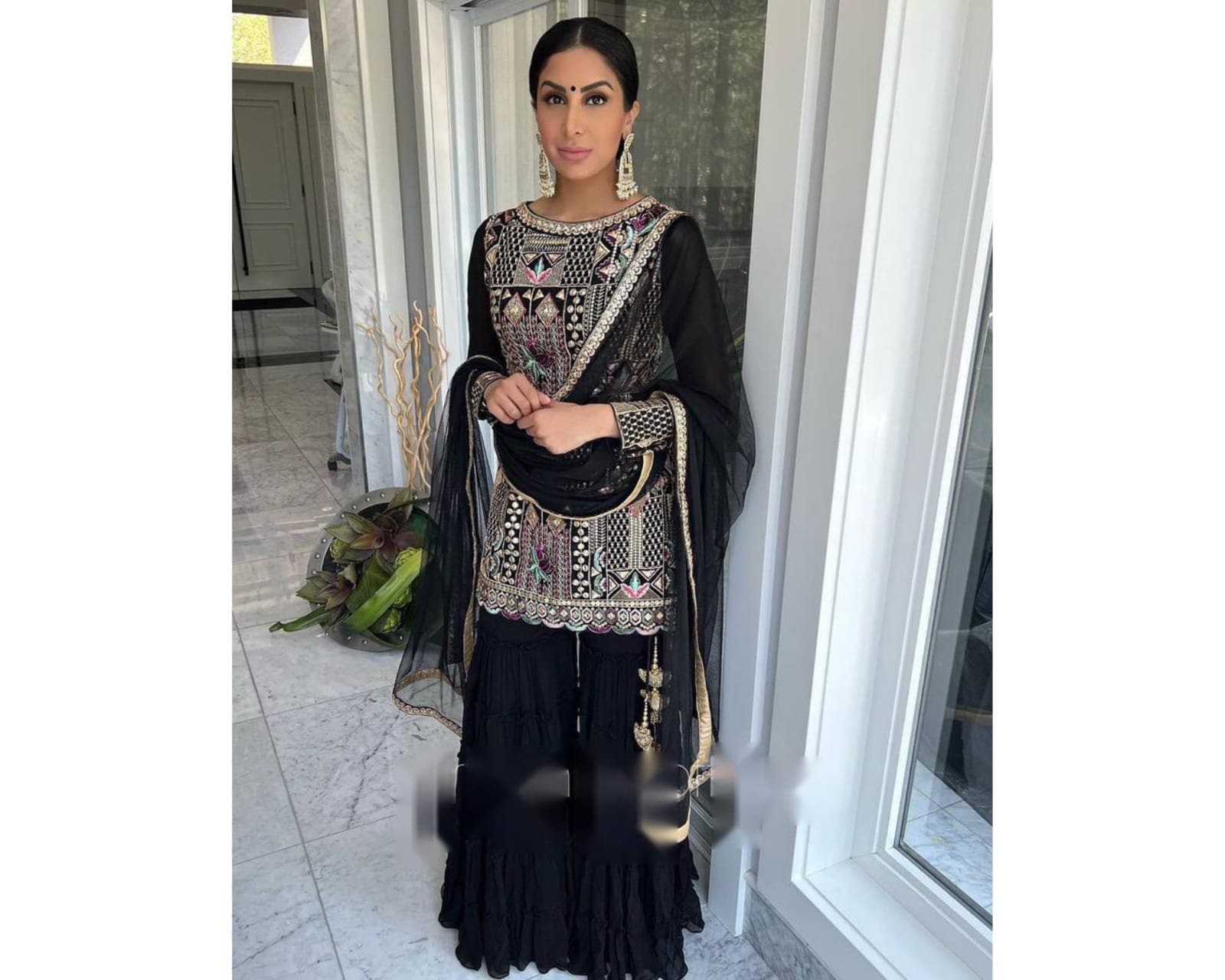 Fancy Embroidered Georgette Silk Black Sharara Suit – Heritage India  Fashions