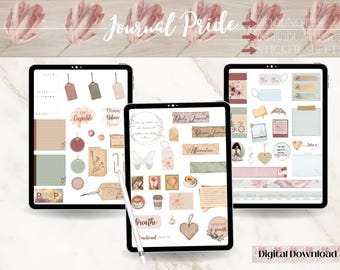 Pastel Journal Digital Stickers: Goodnotes Planner Stickers (PNG, PDF)