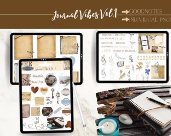 Journal Vibes Digital Stickers: Goodnotes PNG Files (Vol.1)