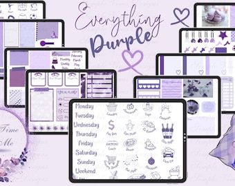 Purple Digital Stickers for Goodnotes: Hyperlinked Sticker Book (PNG, PDF)