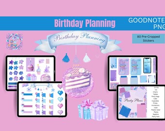 Birthday Party Planning Stickers for Goodnotes (Digital Download)
