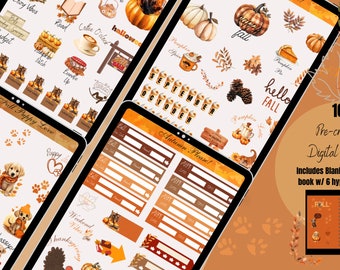Autumn Pre-cropped Digital stickers for Goodnotes, Fall Planner Stickers