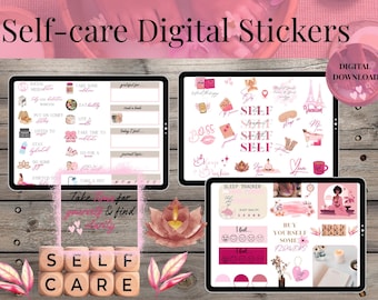 Pink Self-Care Digital Stickers for Goodnotes (Digital Download)
