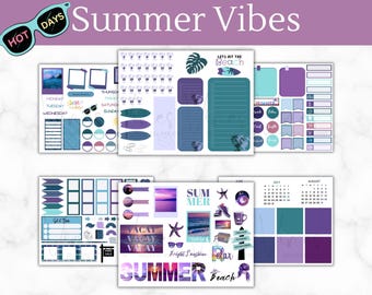 Summer Vibes Digital Planner Stickers: Goodnotes Pre-cropped (Digital Download)