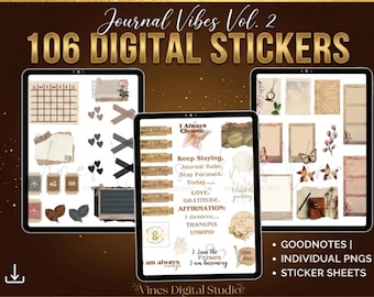 Journal Stickers Vol. 2 | Goodnotes, PNG Files (Digital Download)
