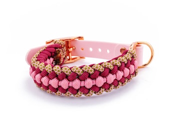 Tierluxe Dog Collar Foxy Pink Handmade Paracord Biothane