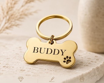 Médaille personnalisée pour chien, porte-clés gravé