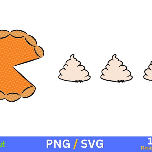 Pacman pie thanksgiving Svg design, Pac Man and Ghosts Inky SVG PNG, Pac Man Blinky Pinky and Clyde Stickers Craft, Thanksgiving Sublimation