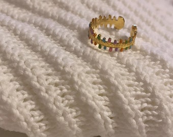 Wasserfester Größenverstellbarer Ring Gold "Contemporary"