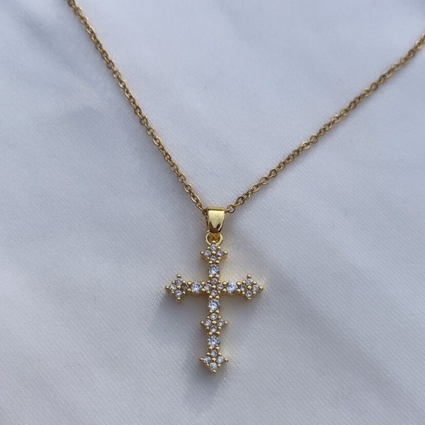 Waterproof Cross Necklace Gold