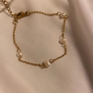 Waterproof pearl bracelet gold "Travel"