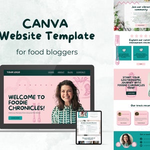 Canva Website Template, Website Templates, Done For You Website, Canva Template Website, Food Blogger Website, Personal Website