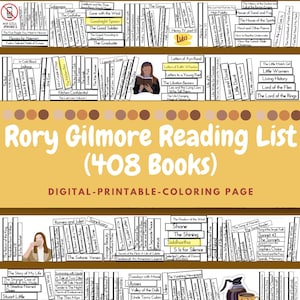 Elenco delle sfide di lettura di Rory Gilmore / Pagina da colorare stampabile digitale della sfida di lettura di Rory Gilmore / PDF / Libro 408 / Pianificatore di lettura