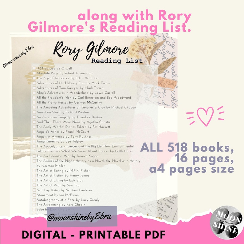 Rory Gilmore Reading Challenge: 408 Books Colouring Page (PDF) image 3