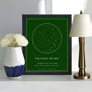 Mapa estelar personalizado, regalo para parejas, arte mural enmarcado, impresión de mapa personalizada, dónde nos conocimos, carta estelar, mapa del cielo, regalo con impresión personalizada, mapa del cielo nocturno