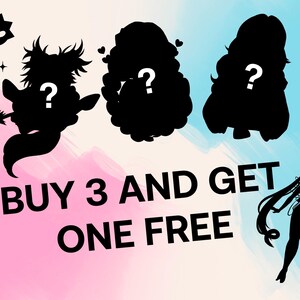 Promotion poster that says buy 3 stickers and get one random for free