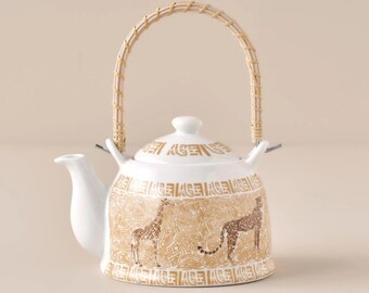 Africana Porcelain Teapot - Unique Design Infused with Cultural Textures