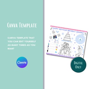 Printable Instant Download Frozen Placemat Dining Table Frozen Activity ...