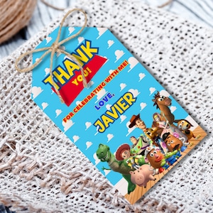 Toy Story Geburtstagseinladung Vorlage | Bearbeitbare Toy Story Danke-Tag-Vorlage | Junge Mädchen Geburtstag Geschenkanhänger | Ausdruckbare Dankes Tags