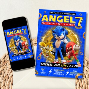 faire-part d'anniversaire sonique | Invitation modifiable Sonic the Hedgehog | Invitation électronique à une fête d'enfants | Téléchargement numérique | Faire-part Sonic Party