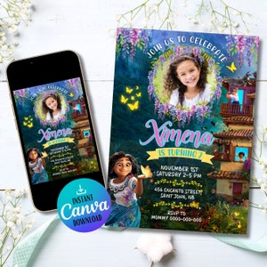 Bewerkbare Encanto-verjaardagsuitnodiging | Afdrukbare verjaardagsuitnodiging | Dolores Encanto-uitnodiging | Encanto-feest | Digitale Evite