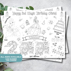 Princess Birthday Placemat: Personalized Party Activity Sheet (Digital Download)