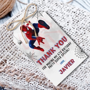 Etiqueta de agradecimento do Homem-Aranha | Etiquetas para lembrancinhas | Sacola de lembrancinhas para lembrancinhas | Adesivos personalizados | Convite de aniversário do Homem-Aranha | Etiquetas de histórias em quadrinhos | Etiquetas para lembrancinhas