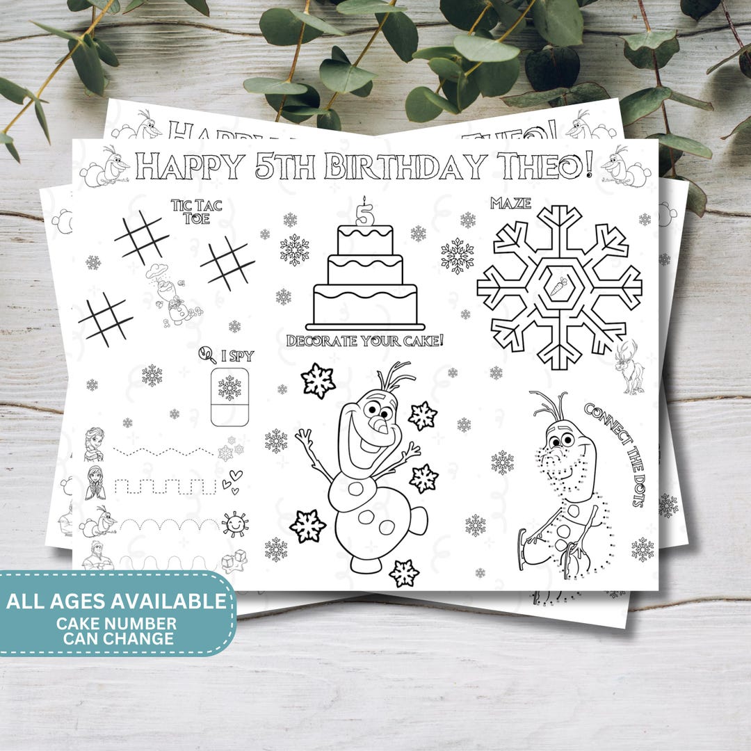 Frozen Coloring Placemat for Kids | Printable Activity Sheet | Fun ...