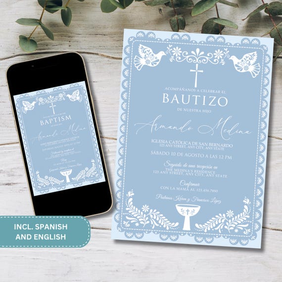 Cielito Lindo Baptism Invites Blue | Editable Digital Template | Mexican Theme | Boy Design